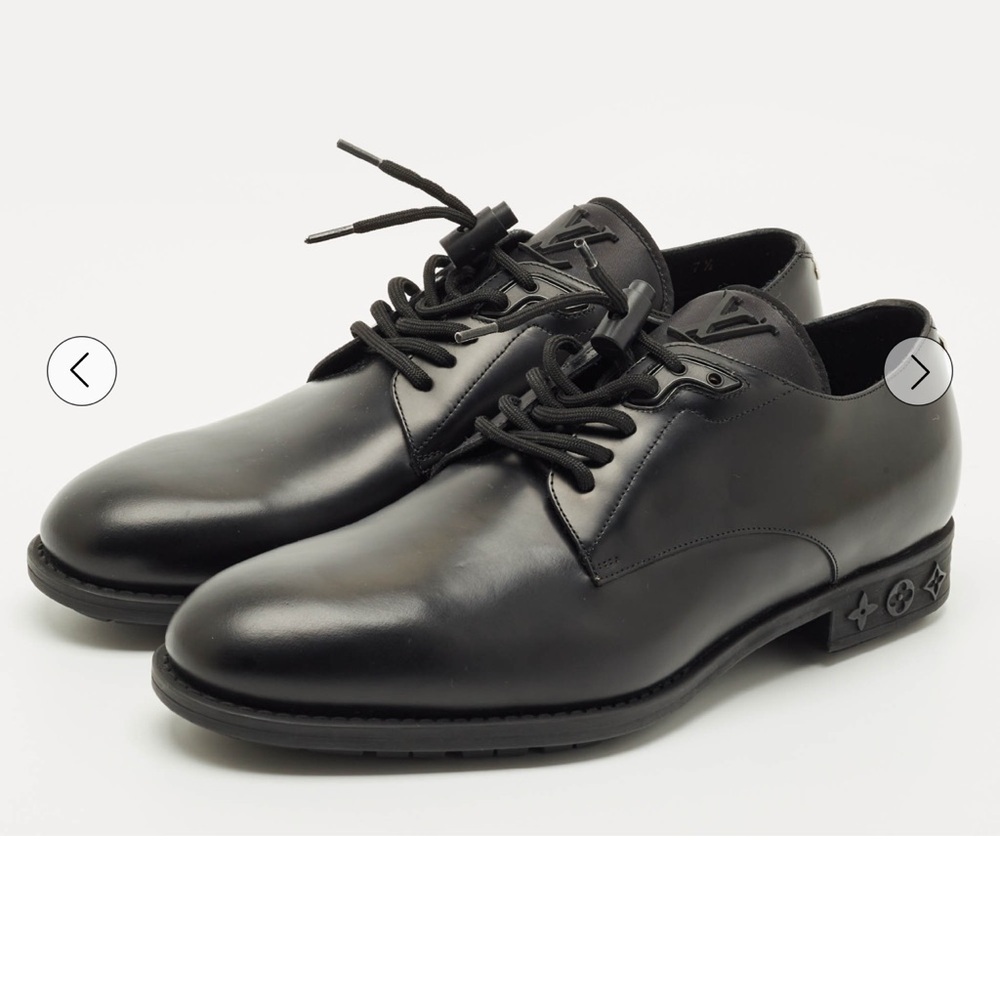 AUTHENTIC Louis Vuitton Black Leather Oxfords Sz 9.5 - Picture 1 of 10